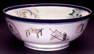Taça Maçônica da Famille Rose Export, período Qianlong, 1736-95 (porcelana) (ver também 133044 e 133045)